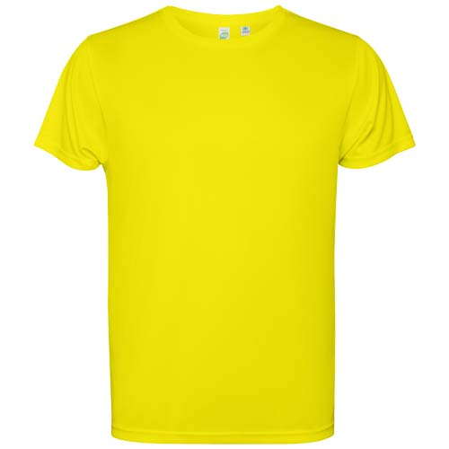 T-shirt enfant promotionnel en polyester recyclé Estoril Jaune fluo